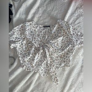 White flowered crop top